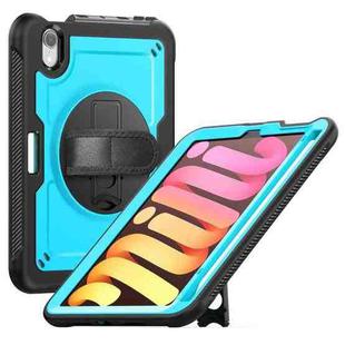 For iPad mini 2024 / mini 6 Honeycomb Hand Grip Turntable Stand Tablet Case(Light Blue)
