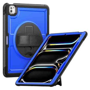 For iPad Pro 13 2024 Honeycomb Hand Grip Turntable Stand Tablet Case(Dark Blue)