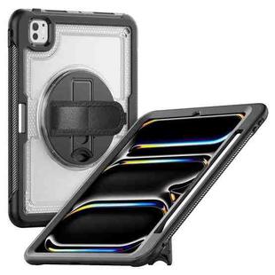 For iPad Pro 11 2024 Honeycomb Hand Grip Turntable Stand Tablet Case(Transparent)