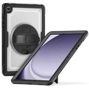 For Samsung Galaxy Tab A9+ Honeycomb Hand Grip Turntable Stand Tablet Case(Transparent)