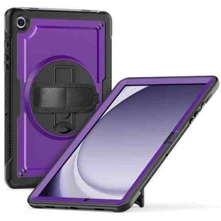 For Samsung Galaxy Tab A9+ Honeycomb Hand Grip Turntable Stand Tablet Case(Purple)