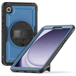 For Samsung Galaxy Tab A9 Honeycomb Hand Grip Turntable Stand Tablet Case(Navy Blue)
