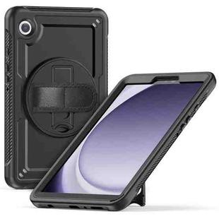 For Samsung Galaxy Tab A9 Honeycomb Hand Grip Turntable Stand Tablet Case(Black)