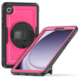 For Samsung Galaxy Tab A9 Honeycomb Hand Grip Turntable Stand Tablet Case(Rose Red)