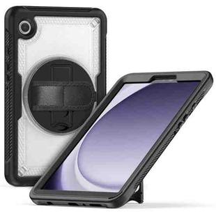 For Samsung Galaxy Tab A9 Honeycomb Hand Grip Turntable Stand Tablet Case(Transparent)