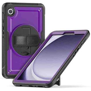 For Samsung Galaxy Tab A9 Honeycomb Hand Grip Turntable Stand Tablet Case(Purple)