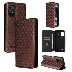 For Umidigi Bison X20 Cubic Grid Texture Flip Leather Phone Case(Brown)