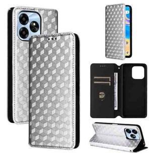 For Umidigi G6 5G Cubic Grid Texture Flip Leather Phone Case(Silver)