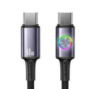 USAMS SJ752 60W Type-C to Type-C Aluminum Alloy Data Cable with Colorful Light, Length: 1.2m(Gunmetal)