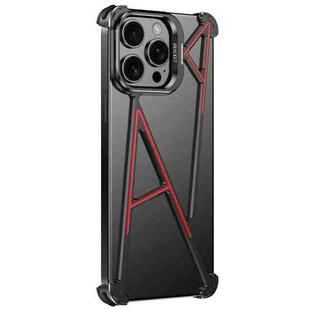 For iPhone 14 Pro Four Corner Shockproof Lens Bracket Hollow Metal Phone Case(Black)