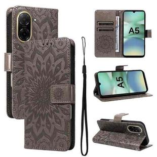 For Redmi A5 4G 173.3mm Embossed Sunflower Pattern Flip Leather Phone Case(Grey)