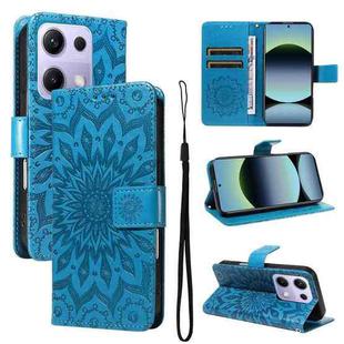 For Redmi Note 14S 4G / Note 13 Pro 4G Embossed Sunflower Pattern Flip Leather Phone Case(Blue)