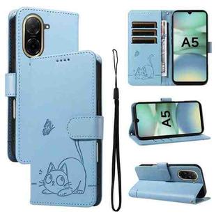 For Redmi A5 4G 173.3mm Adorable Cat Embossed Pattern Flip Leather Phone Case(Sky Blue)