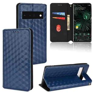 For Google Pixel 6 Pro Cubic Grid Texture Flip Leather Phone Case(Blue)