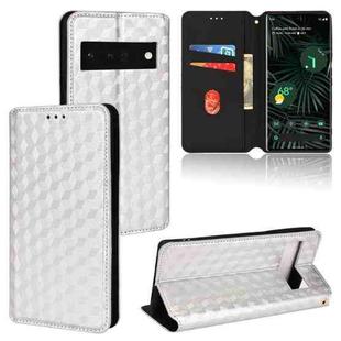 For Google Pixel 6 Pro Cubic Grid Texture Flip Leather Phone Case(Silver)