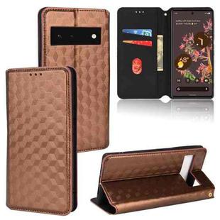 For Google Pixel 6 Cubic Grid Texture Flip Leather Phone Case(Brown)