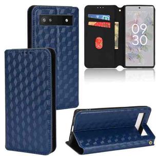 For Google Pixel 6a Cubic Grid Texture Flip Leather Phone Case(Blue)