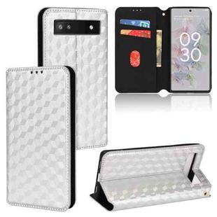 For Google Pixel 6a Cubic Grid Texture Flip Leather Phone Case(Silver)