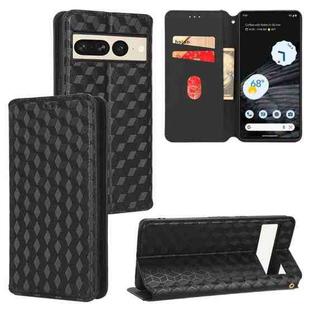 For Google Pixel 7 Pro Cubic Grid Texture Flip Leather Phone Case(Black)