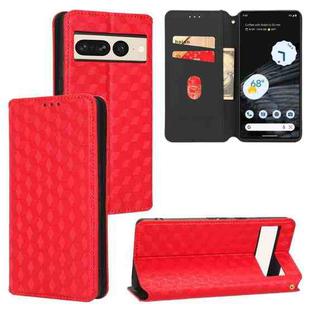 For Google Pixel 7 Pro Cubic Grid Texture Flip Leather Phone Case(Red)