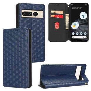 For Google Pixel 7 Pro Cubic Grid Texture Flip Leather Phone Case(Blue)