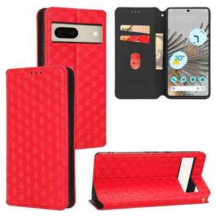 For Google Pixel 7 Cubic Grid Texture Flip Leather Phone Case(Red)