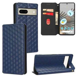 For Google Pixel 7 Cubic Grid Texture Flip Leather Phone Case(Blue)