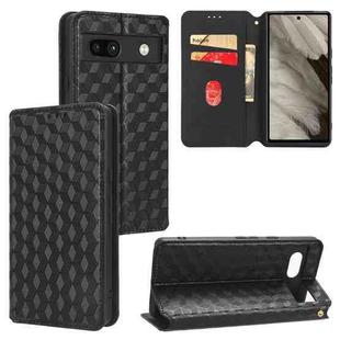 For Google Pixel 7a Cubic Grid Texture Flip Leather Phone Case(Black)