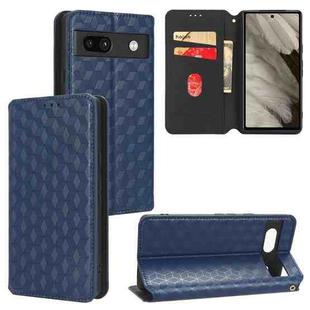 For Google Pixel 7a Cubic Grid Texture Flip Leather Phone Case(Blue)