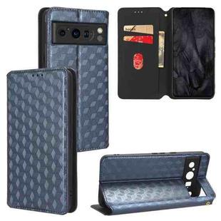 For Google Pixel 8 Pro Cubic Grid Texture Flip Leather Phone Case(Blue)