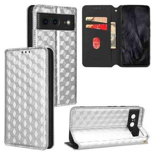For Google Pixel 8 Cubic Grid Texture Flip Leather Phone Case(Silver)