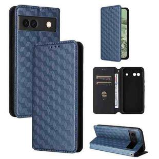 For Google Pixel 8a Cubic Grid Texture Flip Leather Phone Case(Blue)