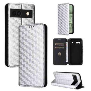 For Google Pixel 8a Cubic Grid Texture Flip Leather Phone Case(Silver)