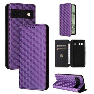 For Google Pixel 8a Cubic Grid Texture Flip Leather Phone Case(Purple)