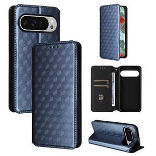 For Google Pixel 9 Pro XL Cubic Grid Texture Flip Leather Phone Case(Blue)