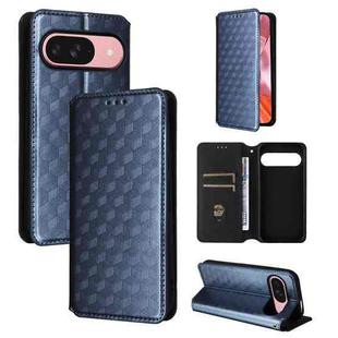 For Google Pixel 9 / Pixel 9 Pro Cubic Grid Texture Flip Leather Phone Case(Blue)
