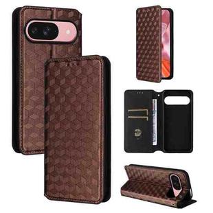 For Google Pixel 9 / Pixel 9 Pro Cubic Grid Texture Flip Leather Phone Case(Brown)
