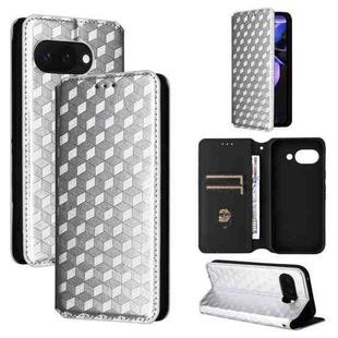 For Google Pixel 9a Cubic Grid Texture Flip Leather Phone Case(Silver)