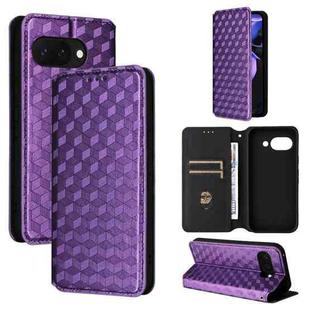 For Google Pixel 9a Cubic Grid Texture Flip Leather Phone Case(Purple)