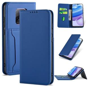 For Xiaomi Redmi 10X 5G Strong Magnetism Shockproof Horizontal Flip Liquid Feel Leather Case with Holder & Card Slots & Wallet(Blue)