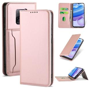 For Xiaomi Redmi 10X Pro 5G Strong Magnetism Shockproof Horizontal Flip Liquid Feel Leather Case with Holder & Card Slots & Wallet(Rose Gold)