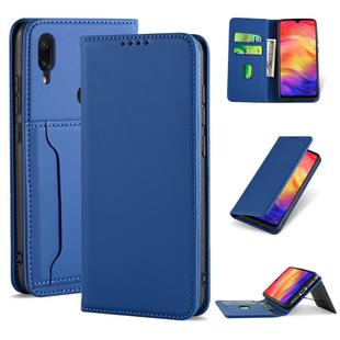 For Xiaomi Redmi Note 7 / 7 Pro / 7S Strong Magnetism Shockproof Horizontal Flip Liquid Feel Leather Case with Holder & Card Slots & Wallet(Blue)