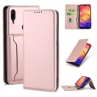 For Xiaomi Redmi Note 7 / 7 Pro / 7S Strong Magnetism Shockproof Horizontal Flip Liquid Feel Leather Case with Holder & Card Slots & Wallet(Rose Gold)