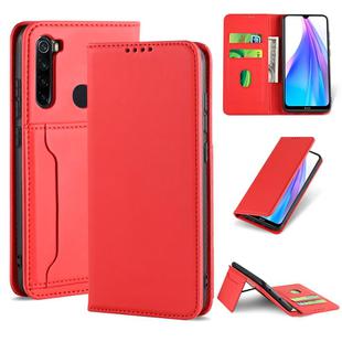 For Xiaomi Redmi Note 8T(India Version) Strong Magnetism Shockproof Horizontal Flip Liquid Feel Leather Case with Holder & Card Slots & Wallet(Red)