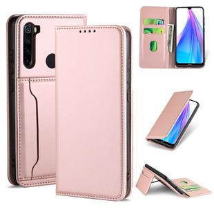 For Xiaomi Redmi Note 8T(India Version) Strong Magnetism Shockproof Horizontal Flip Liquid Feel Leather Case with Holder & Card Slots & Wallet(Rose Gold)