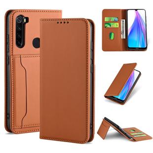 For Xiaomi Redmi Note 8T(India Version) Strong Magnetism Shockproof Horizontal Flip Liquid Feel Leather Case with Holder & Card Slots & Wallet(Brown)