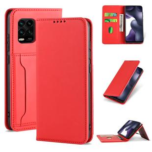 For Xiaomi Mi 10 Lite / 10 Youth 5G Strong Magnetism Shockproof Horizontal Flip Liquid Feel Leather Case with Holder & Card Slots & Wallet(Red)