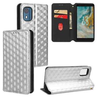 For Nokia C02 Cubic Grid Texture Flip Leather Phone Case(Silver)