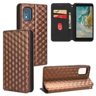 For Nokia C02 Cubic Grid Texture Flip Leather Phone Case(Brown)