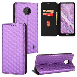 For Nokia C10 / Nokia C20 Cubic Grid Texture Flip Leather Phone Case(Purple)